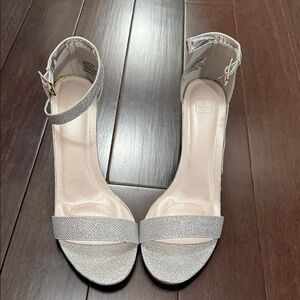 Elegant Silver Ankle Strap Heels